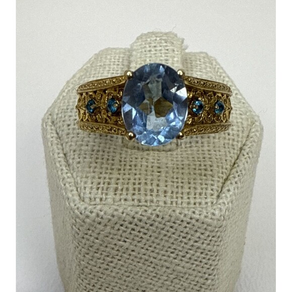 STS Karis Gold Bond Pale Blue Crystal Ring Size 9 - Picture 2 of 10